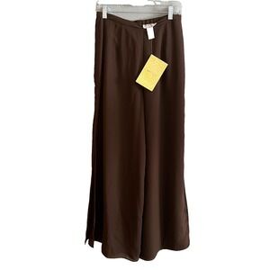NWT Victor Costa Occasions BrownDress Pants Lined Wide Leg Palazzo Size 8